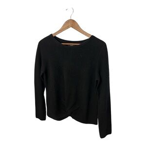 Repeat 100% Cashmere Black Twist Front Sweater Size 38 Small Minimalist Classic